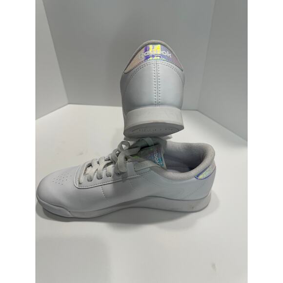 Reebok Classic Shoe White w/ Iridescent Accent Women Sneakers Size 8.5 - Picture 4 of 6